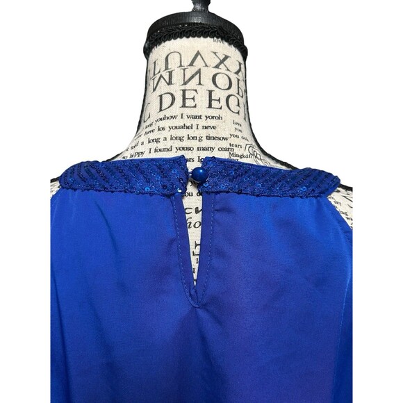 Grace Karen Blue SEQUIN Halter Top Plus 2X Whimsigoth Garden Fairy Holiday - Picture 5 of 8